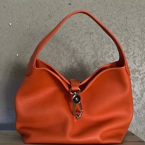 Dooney and Bourke Pebble Grain Leather Logo Loc Sac with Keychain